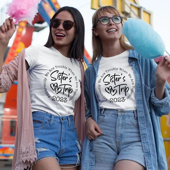 Sora Excursie 2023 Haine Text Amuzant de Imprimare Mai buni Prieteni pentru Femei T-shirt cu Maneci Scurte Moda High Street Bluza Urban Tricou