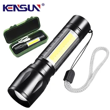 Mini XPE+COB Lumina Partea USB Reîncărcabilă Lanterna de Buzunar Lanterna Built-in 14500 Baterie Ligt IPX4 rezistent la apa Lampe Felinar