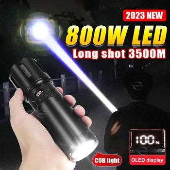 Puternic Laser Alb-negru Lung Împușcat Lanterna LED-uri Cu COB Lumina Construit în 3*18650 USB Reîncărcabilă Lanterna de Vanatoare Camping Lanterne