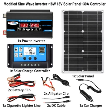 110V/220V Panou Solar Sistem Invertor 4000W 18W Panou Solar Cu 30 de Încărcare Controler de Generare de Energie Kit pentru Camping în aer liber