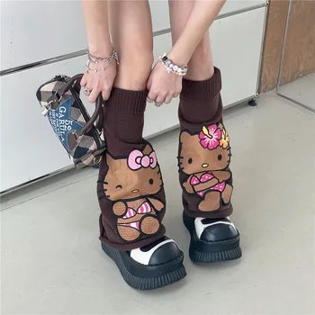 Kawaii Cat Încălzit de Picior Vintage Desene animate Gramada Șosete Y2k Lolita Drăguț Tricotate Picior Acoperi Ciorapi Japoneze JK Accesorii Șosete