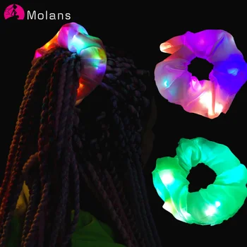 Molans Luminoasă cu LED-uri Elasticele Hairband Femei Elastice de Păr Benzi de Fete Legături de Păr Coadă de cal Titularul articole pentru acoperirea capului, Accesorii