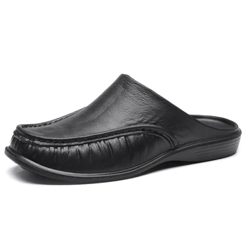 Vara O Jumătate De Pantofi Pentru Barbati Mocasini Brand De Lux Alunecare Pe Pantofi Casual Designer Papuci De Înaltă Calitate Din Piele Plat Conducere Mocasin