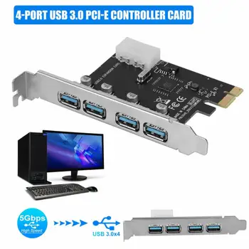 Port USB 3.Mi-e Card de Expansiune PCI Express PCIe Hub USB 3.0 Adaptor 4-port USB3.0 Controler USB 3I E PCIe Express 1x
