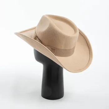 Trendy Casual Solid Pălării pentru Femei la Modă cu Bowknot și Lână Simțit Material, Margine Largă pentru Protecție solară