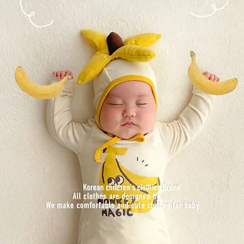 7364 Haine pentru Copii Toamna anului 2023 coreean Uri de Banane Modelare Imprimare Copilului O Bucată Haine Alpinism Haine cu Pălărie