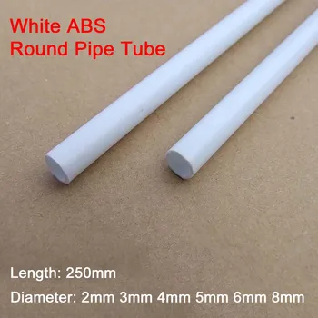 5Pcs 2mm 3mm 4mm 5mm 6mm 8mm Alb ABS Rotund Tub Țeavă Lungime 250mm Goale de Plastic Greu Tub de Cauciuc pentru Construirea Modelului Structurii