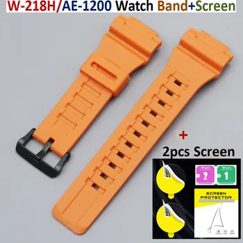 Bratara de silicon Bratara Curea de Ceas pentru Casio W-218H/AE-1200 Trupa de Înlocuire Ecran de Protecție de Film W218H AE1200 Watchband