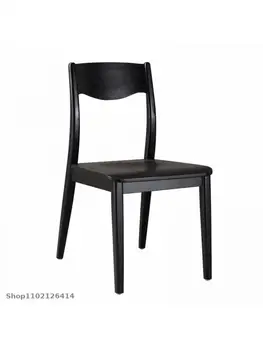 Nordic din lemn masiv, scaun de luat masa acasă minimalist modern, negru apartament mic restaurant restaurant lemn masiv masa