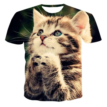 Dulce Drăguț Animale 3D Cat Grafic T Shirt de Vară Copil Maneci Scurte Confortabil Băiat Fată Casual Tricou Femei Îmbrăcăminte Topuri