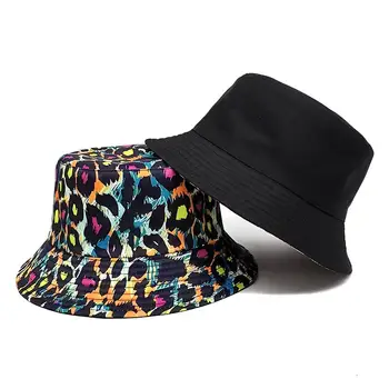 Moda Reversibile Primavara Toamna Găleată Pălărie Bărbați Femei Streetwear Leopard De Imprimare Panama Pălărie, Șapcă De Pescuit Hip Hop Găleți Pălărie