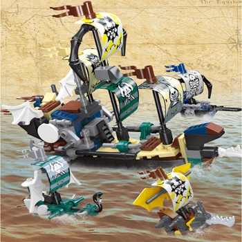 6 ÎN 1Pirate Barca Blocuri de Jucărie Set Aventura Creativa Nava Insula Furtuna Nava Amiral Film Model Christams cadou