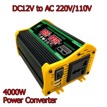 12V La 220V/110V Auto Invertor 4000/3000W Putere Convertor Dual USB Digital Putere Invertor Display LCD de Încărcare Rapidă pentru RULOTA Caravana