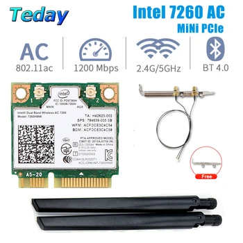 1200Mbps Intel 7260 Mini PCIE placa de Retea Wifi Wireless Dual Band 7260HMW Bluetooth, wi-fi 802.11 ac Adaptor Antena Pentru Desktop