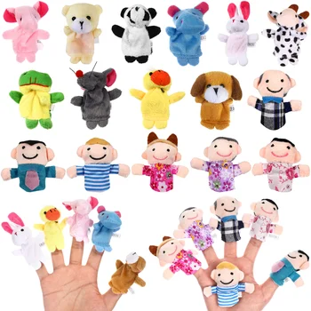 16pcs Copii Mini Jucării Păpuși de Mână de Învățământ Familia si Animalele Stil Favoruri de Partid pentru Copii, Spectacole, loc de Joacă, Școli Copil