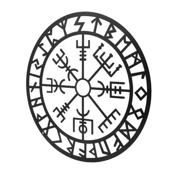 Stilul De Fier Viking Decor Mitologia Nordică Simboluri Agățat De Perete Decor Creativ Metal Rotund Raft De Perete Decor