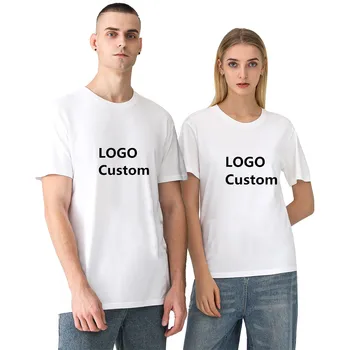 Bumbac pur Bărbați Femei Vara Personalizate Imprimate T-Shirt Alb Negru DIY Ca Fotografie Sau Logo-ul Personalizat Topuri Tricou Pentru Cuplu