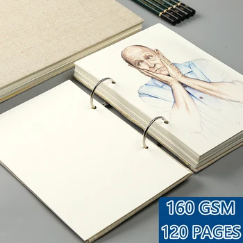 Retro Spirală Schite Lenjerie de pat Hardcover 120 de Pagini 160GSM Reîncărcabile Notebook pentru Arta Drwaing Papetărie, Rechizite Școlare