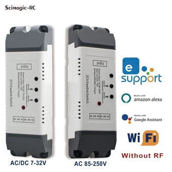 2CH eWelink Wireless Wifi Switch Module WI-FI Control de la Distanță APP DC 12V 24V AC 220V Receptor RF 10A Inteligent Releu Alexa