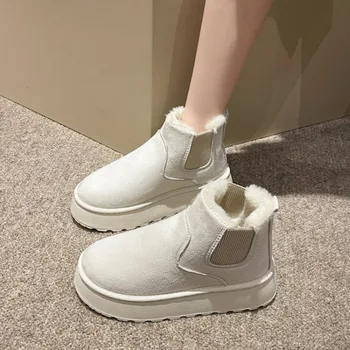 Brand de Pantofi pentru Femei Cizme Australian Încălțăminte de Iarnă Rotund Deget de la picior Toc Plat Cizme-Femei de Moda de Zăpadă Scăzut 2023 Doamnelor Glezna Bumbac