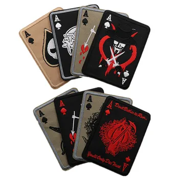 Moartea Card Poker Asul de Pică Broderie Patch-uri Punk Insigne Militare Tactice de Patch-uri Pentru Îmbrăcăminte Geanta Accesorii Diy