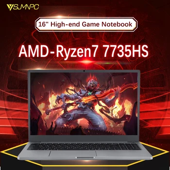 Top Jocuri Laptop 16 Inch, AMD Ryzen 9 6900HX R7 7735HS NVMe Amprenta Notebook, Ultrabook Windows 11 Por masa Netbook 2*de Tip C