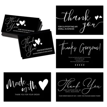 30Pcs Moda Negru Rece Inima Vă Mulțumesc Carduri Pentru Cutie de Cadou Pachet Ambalaj de Vacanță Brutărie Magazin de Flori Întreprinderile Mici